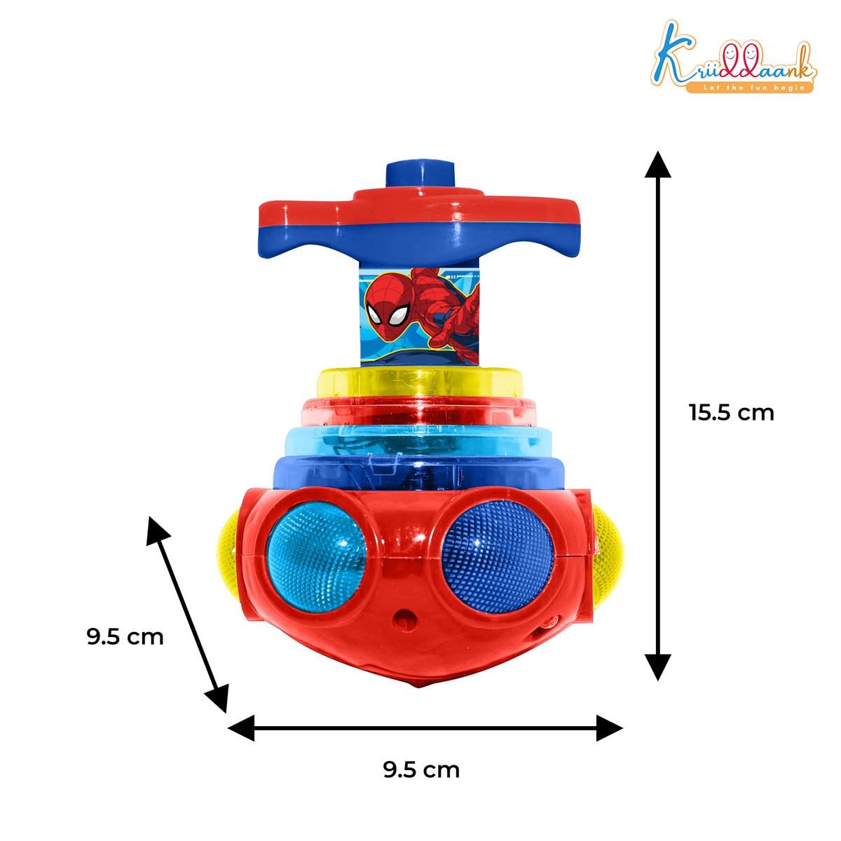 Kriiddaank Dizzy Glow Top - Spiderman Musical Spinning Toy with Vibrant Flashing Lights