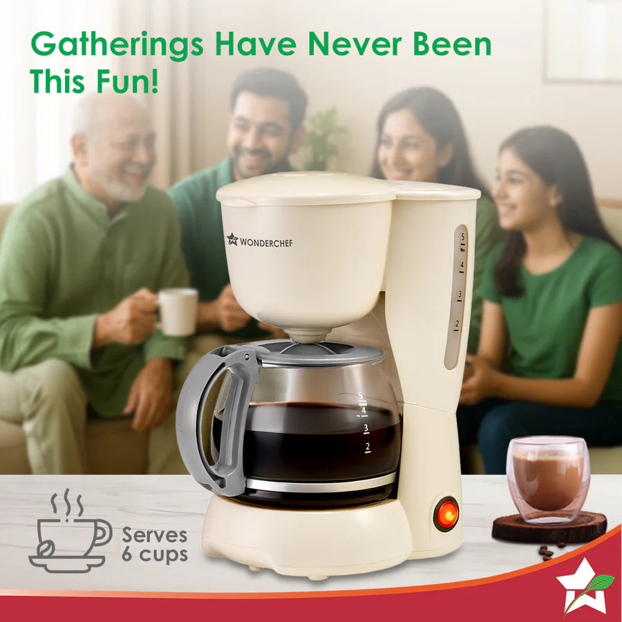 Wonderchef Veneto Brew Coffee Machine Beige 600ml