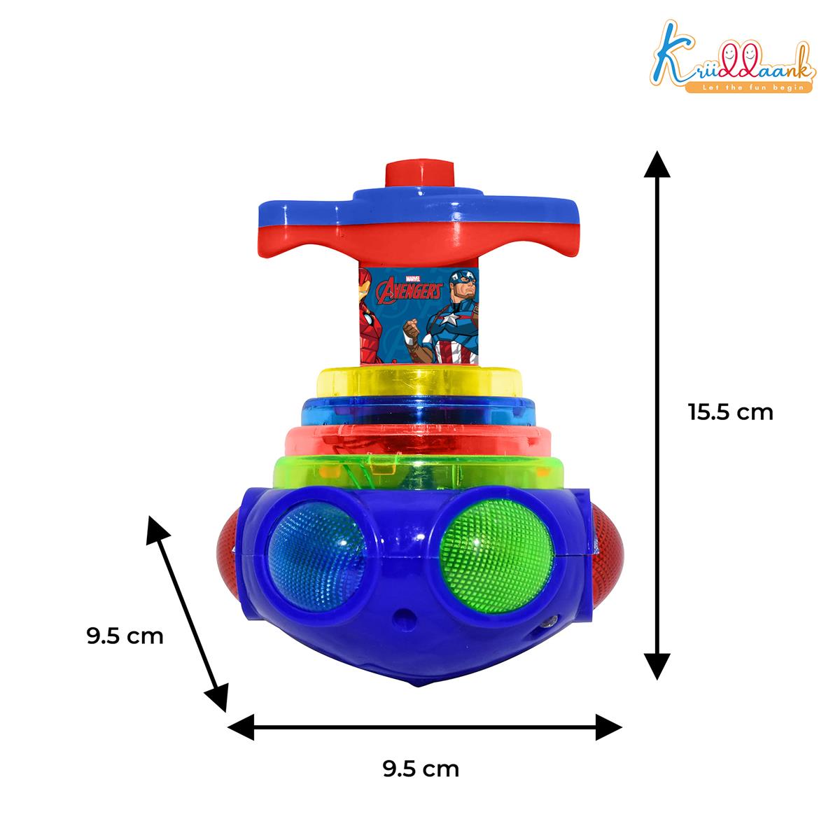 Kriiddaank Avengers Dizzy Glow Top - LED Light Up & Musical Spinning Toy for Kids
