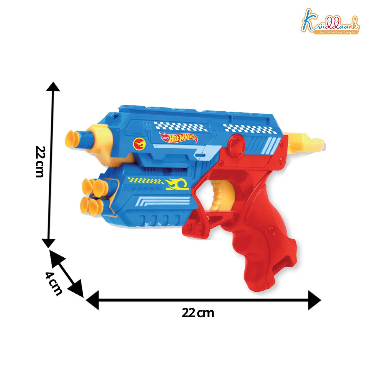 kriiddaank Hot Wheels Blaster Gun Toy for Kids - Soft Bullet Foam Blaster with 10 Darts, Target Board & Safety Glasses