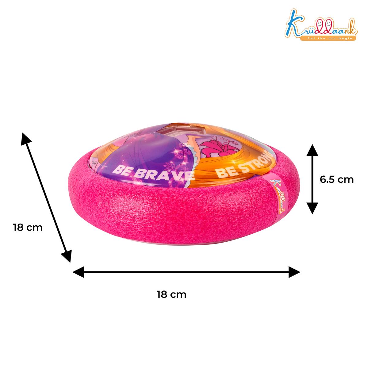 Kriiddaank Disney Princess Hover Football - Indoor Air Power Soccer Ball with LED Lights & Foam Bumper - Pink
