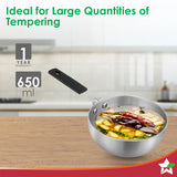 Wonderchef Venice Tri-ply Stainless-steel Mini Wok Tadka Pan | 650 ml, 14 cm