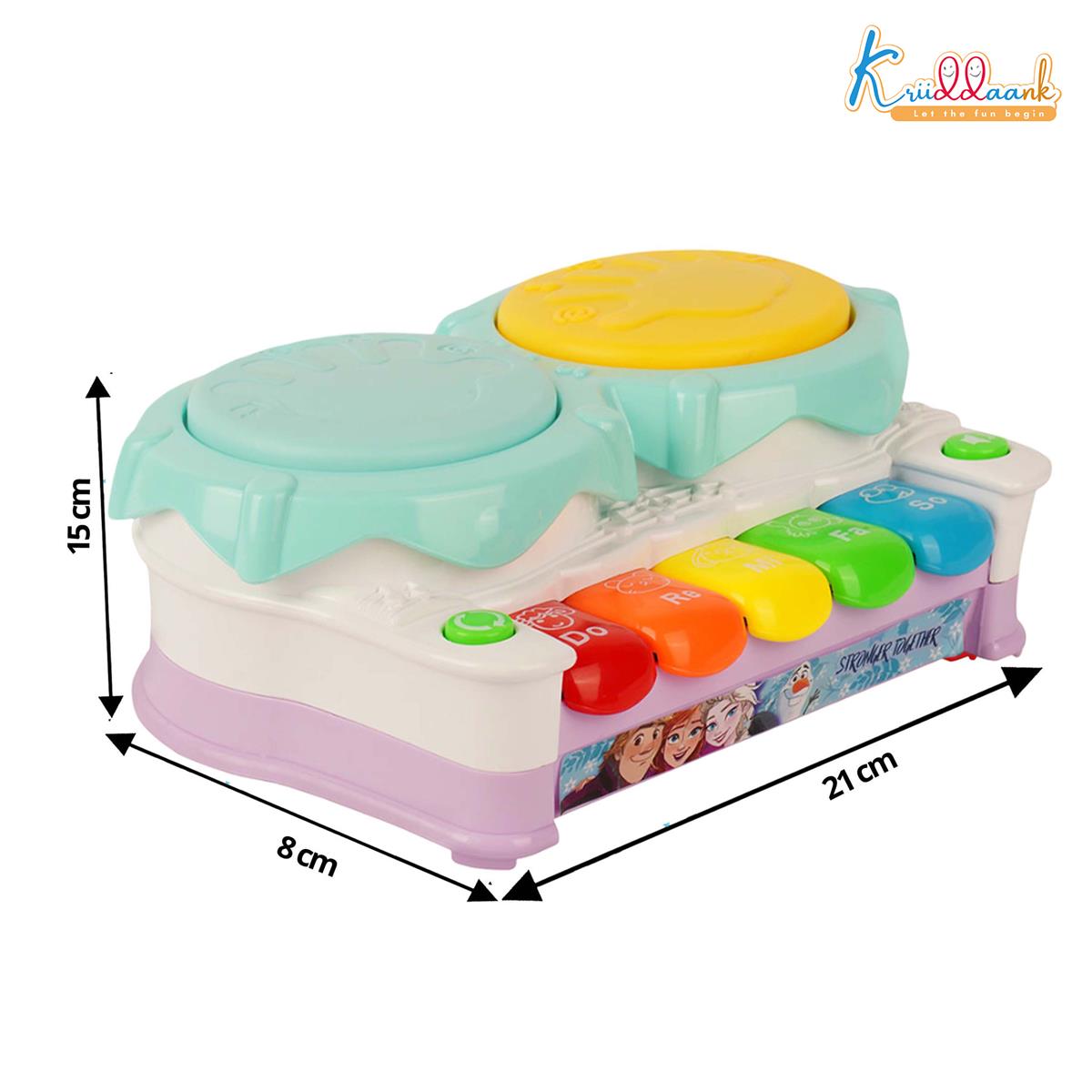 Kriiddaank Frozen Theme Piano Drum - Elsa & Anna 2-in-1 Electronic Music Kit for Kids