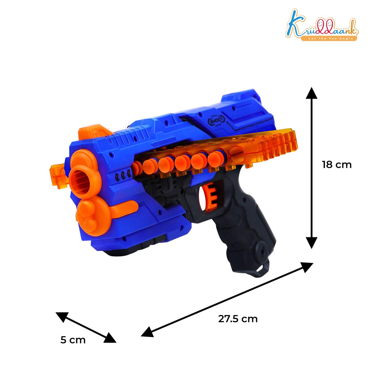 Mega Shooter Blaster Toy for Kids - Soft Bullet Gun with 12 Foam Darts, Long Range Shooting Toy, Safe Pretend Play Blaster for Boys and Girls 3+ Years, Multicolor