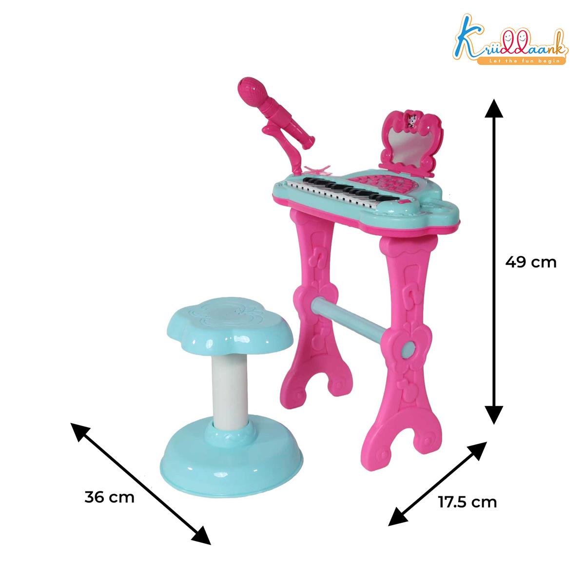 Kriiddaank Minnie Mouse Little Pianist Keyboard for Girls â€“ Musical Toy with Microphone, Stool & Dress