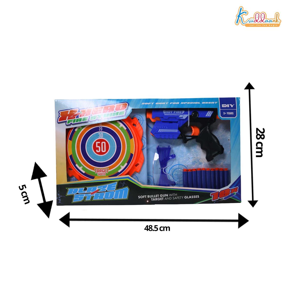 Kriiddaank X Hero Soft Bullet Blaster Gun Toy for Kids with 10 Foam Darts, Target Board, and Safety Glasses