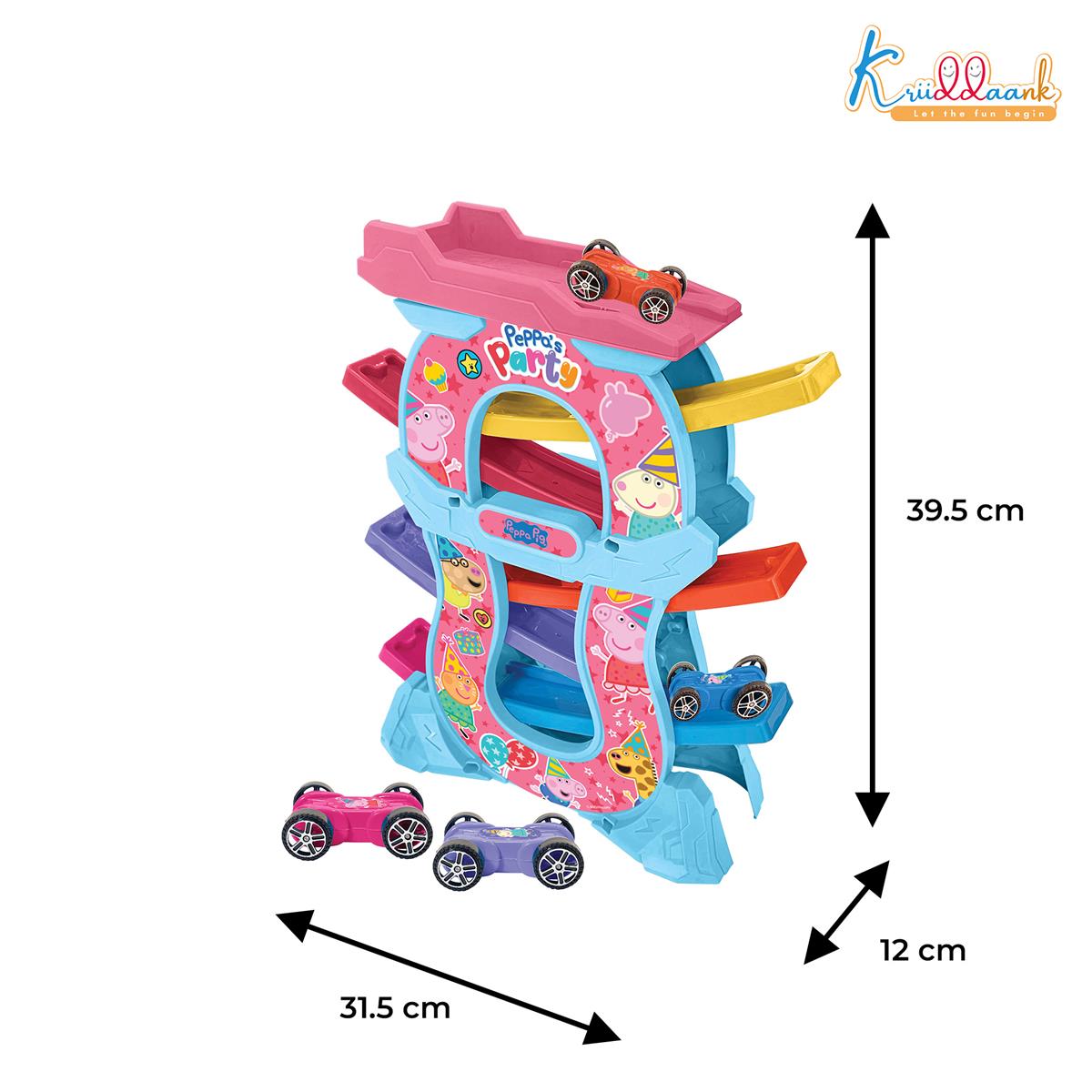 Kriiddaank Peppa Zig Zag Zoomer Ramp Racer Car Track for Toddlers Blue