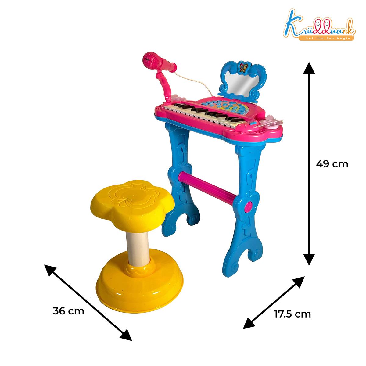 Kriiddaank Mattel Barbie Theme Little Pianist Keyboard with Microphone & Stool
