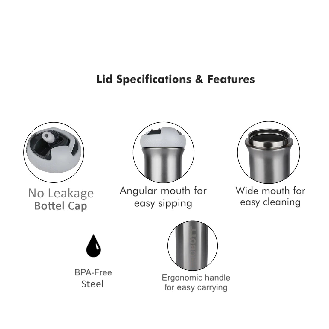 Probott Swipe Stainless Steel Water Bottle 600ml