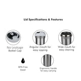 Probott Swipe Stainless Steel Water Bottle 600ml