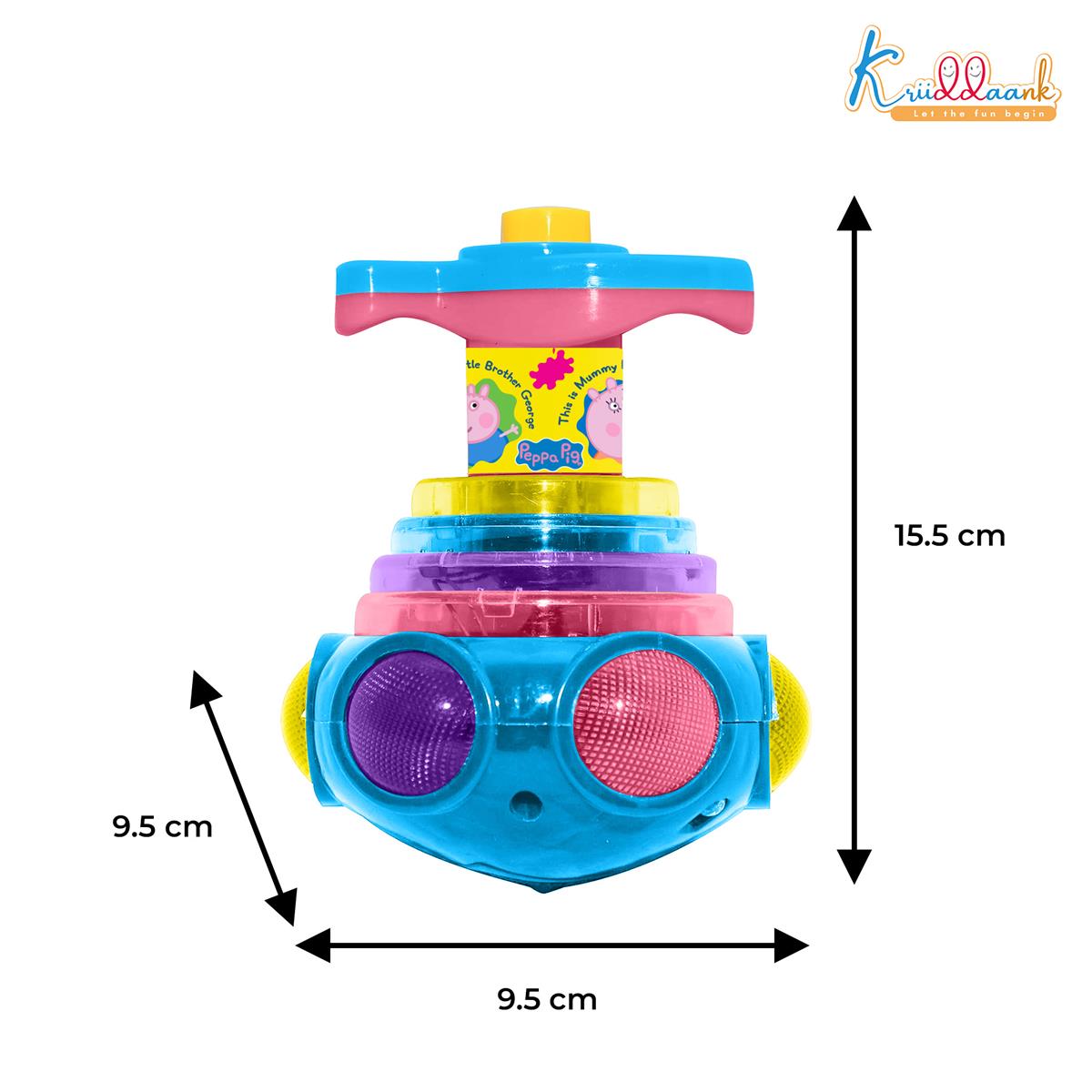 Kriiddaank Peppa Pig Dizzy Glow Top - Musical Spinning Top Toy with LED Flashing Lights,