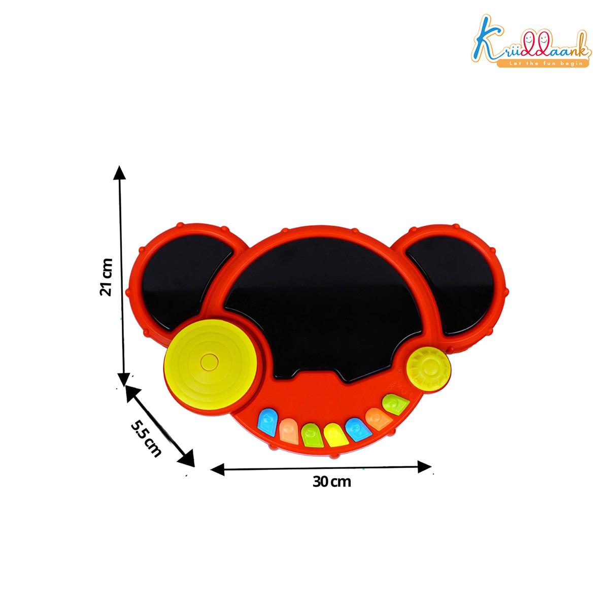 Kriiddank  Smiley Drum Musical Toy for Kids with 3 Drum Pads, Cymbal & Flashing 3D Lights