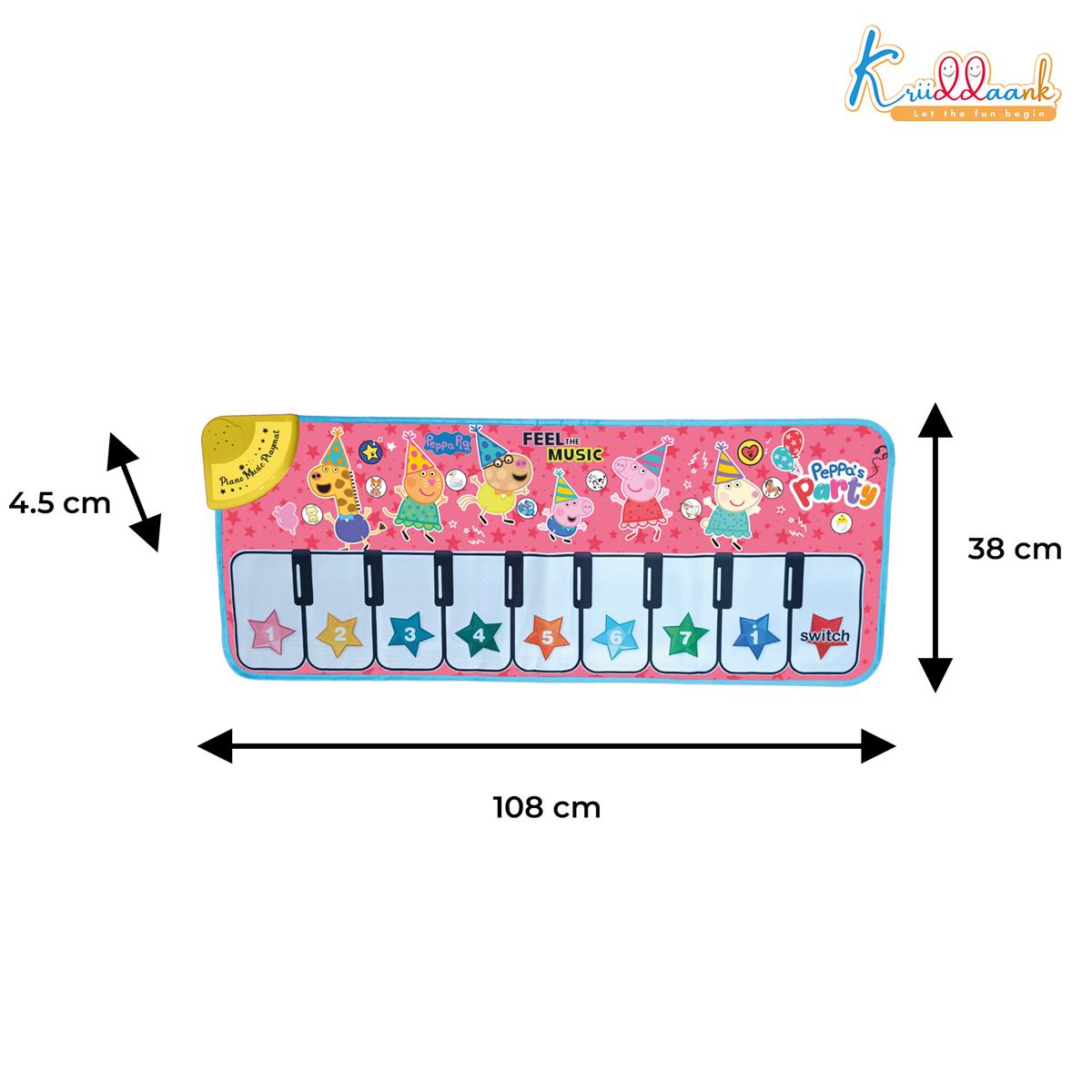 Kriiddaank Peppa Pig Piano Music Play Mat for Kids - 8 Keys & 3 Function Modes