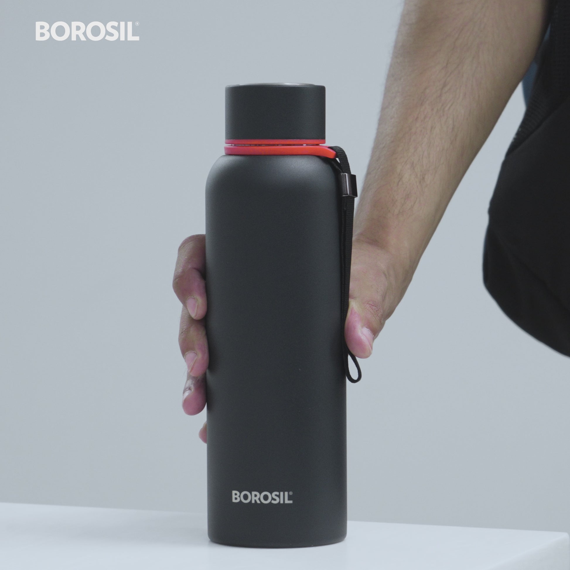 Borosil Trek Pride Proud Indian Double Wall Bottle, Black 700ML
