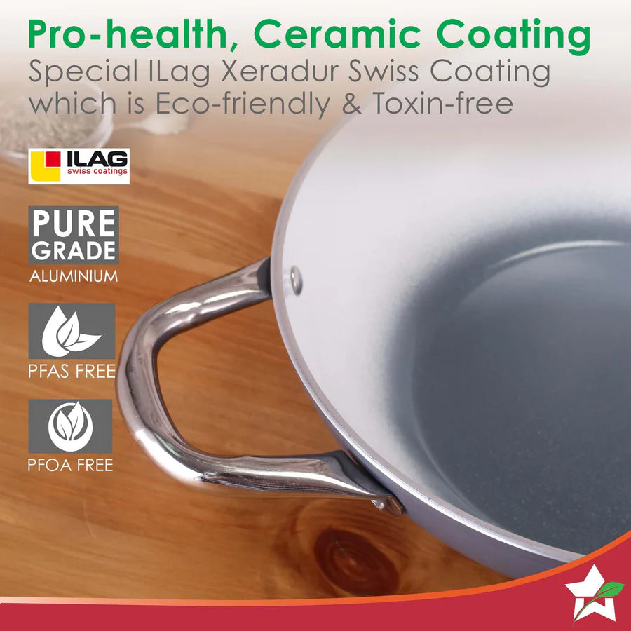 Wonderchef  Eco-Glide Ceramic Kadhai 4.3L, 28cm