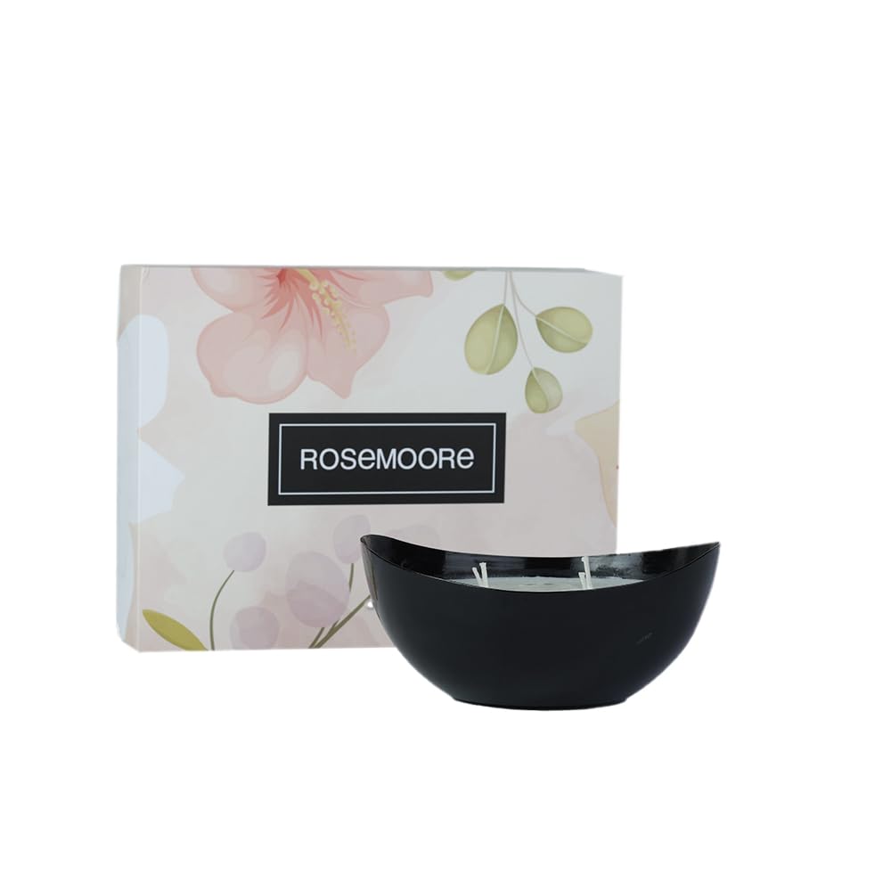 Rosemoore Scented Premium Metal Large Bowl Candle Black - Pacific Ocean Fragrance