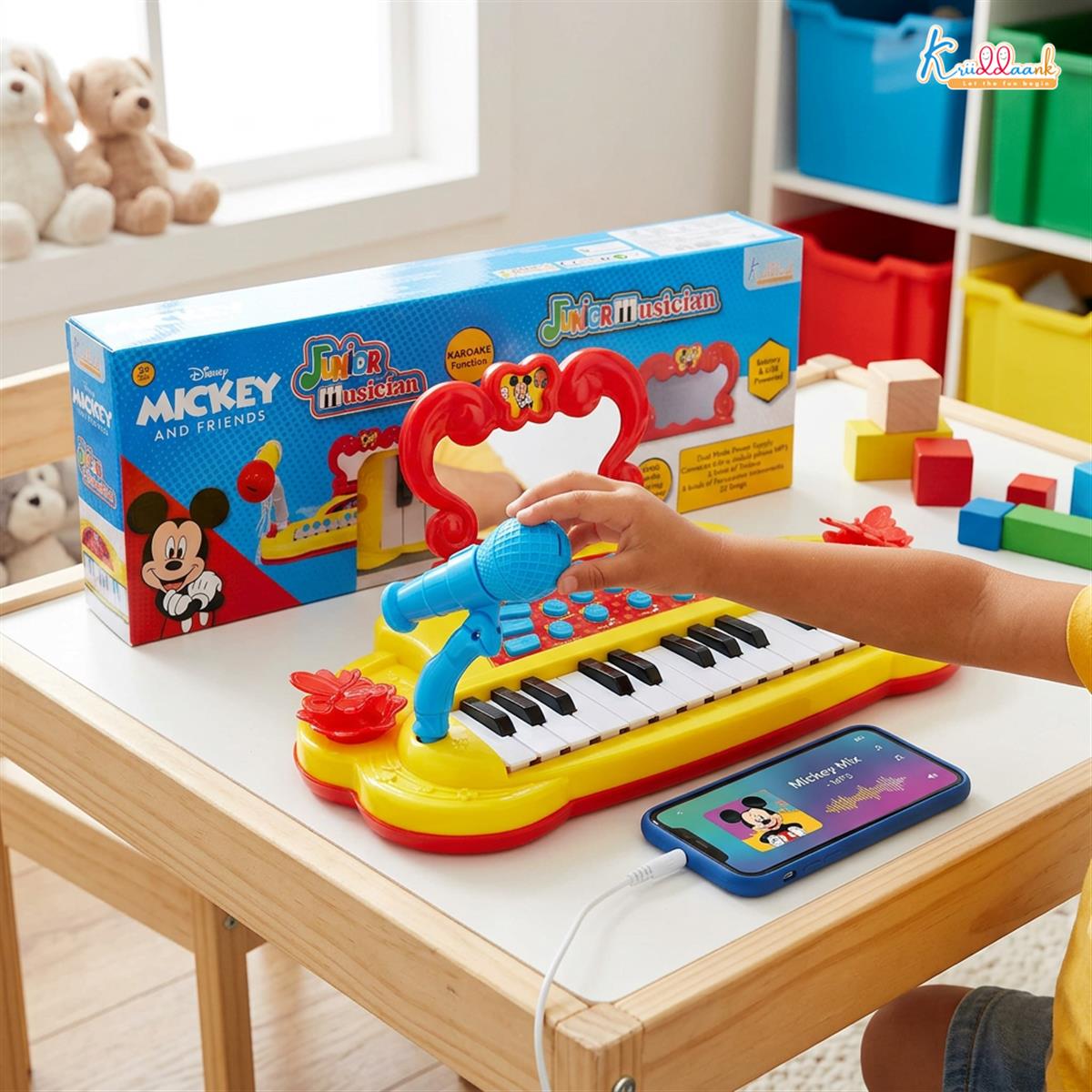 Kriiddaank Mickey Mouse Theme Junior Musician Piano & Drum Set for Kids