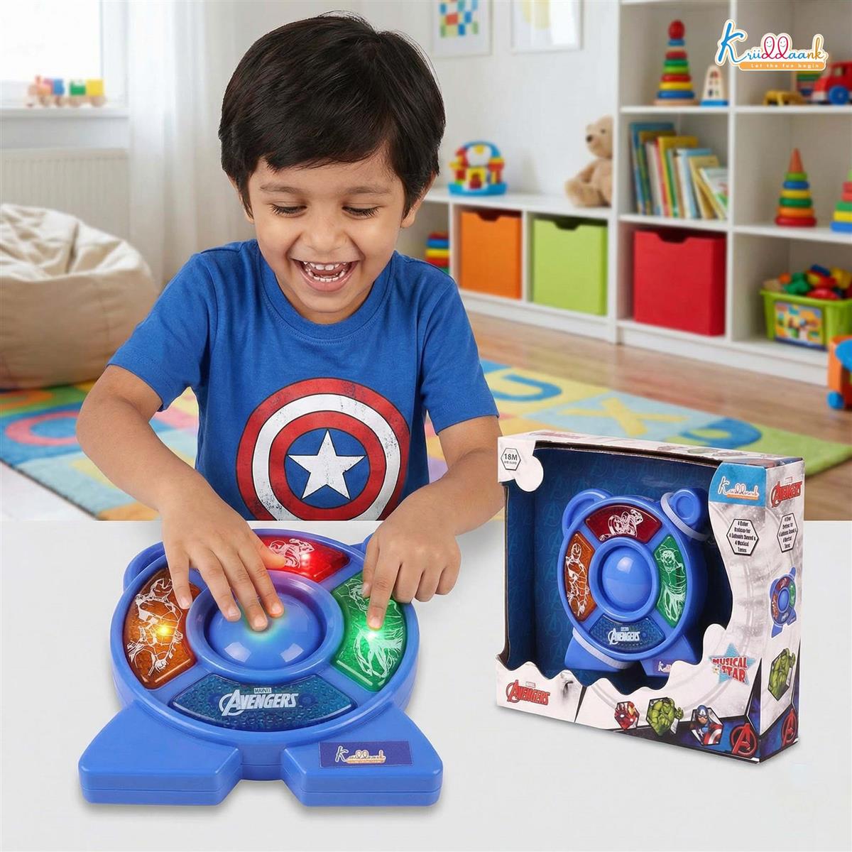 Kriiddaank Marvel Avengers Theme Music Set - Star Shaped Guitar Toy for Kids with Lights & Sounds