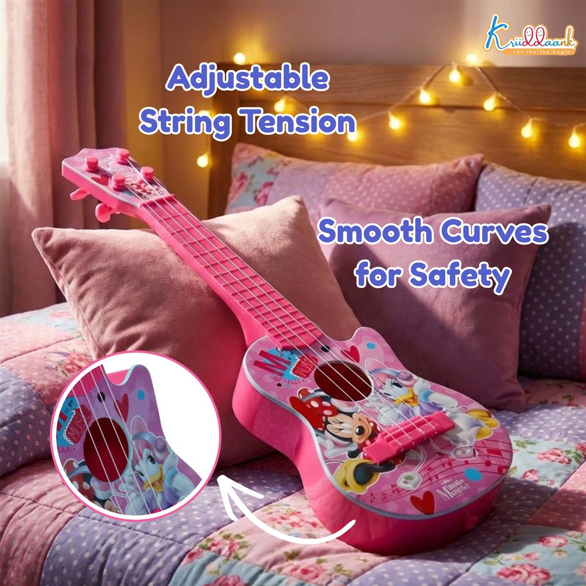 Kriiddaank Minnie Mouse Theme 4-String Toy Guitar for Girls