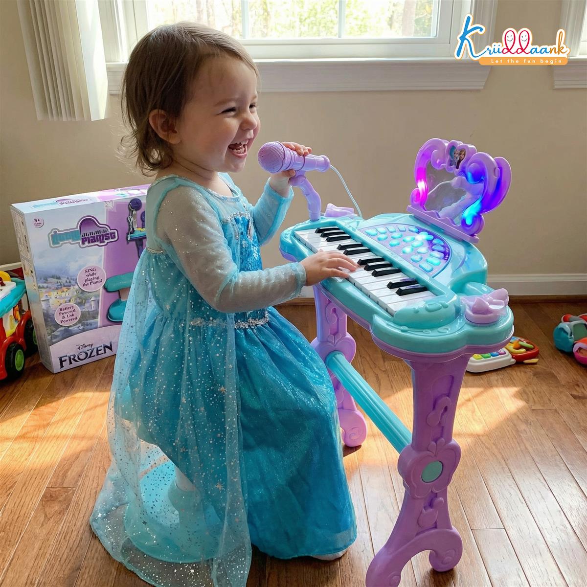 Kriiddaank Frozen-Themed Little Pianist Keyboard with Microphone & Stool
