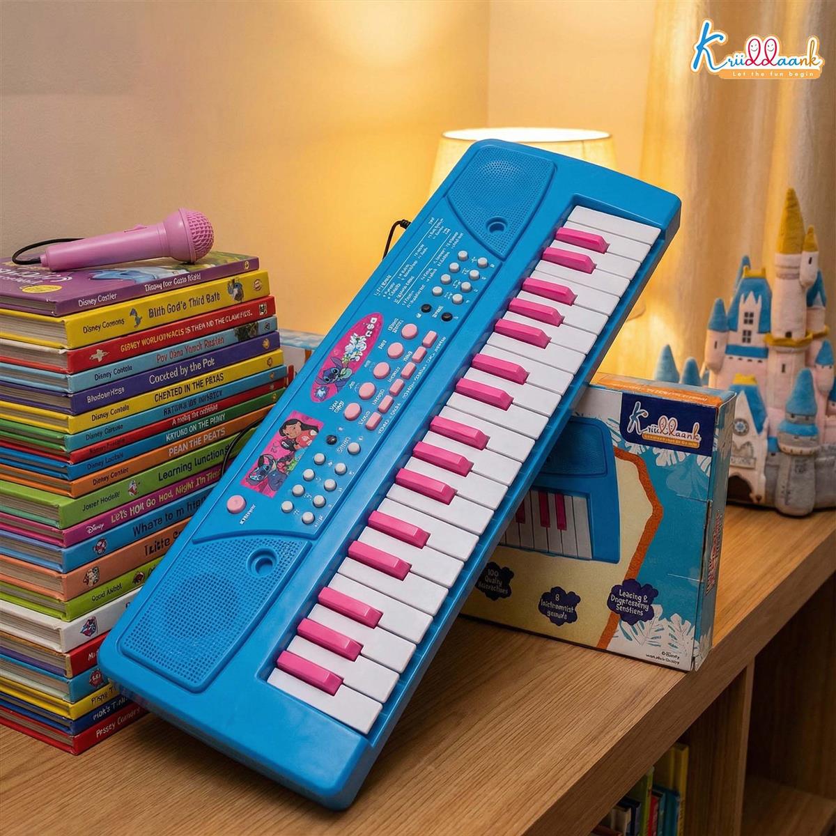 Kriiddaank Stitch Keyboard Piano for Kids - 37 Keys Electronic Organ with Microphone
