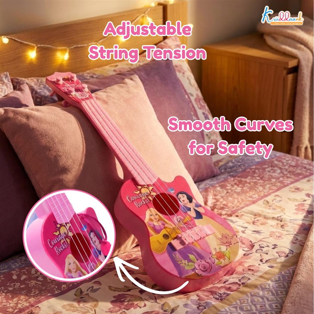 Kriiddaank Disney Princess Theme 4-String Toy Guitar for Girls