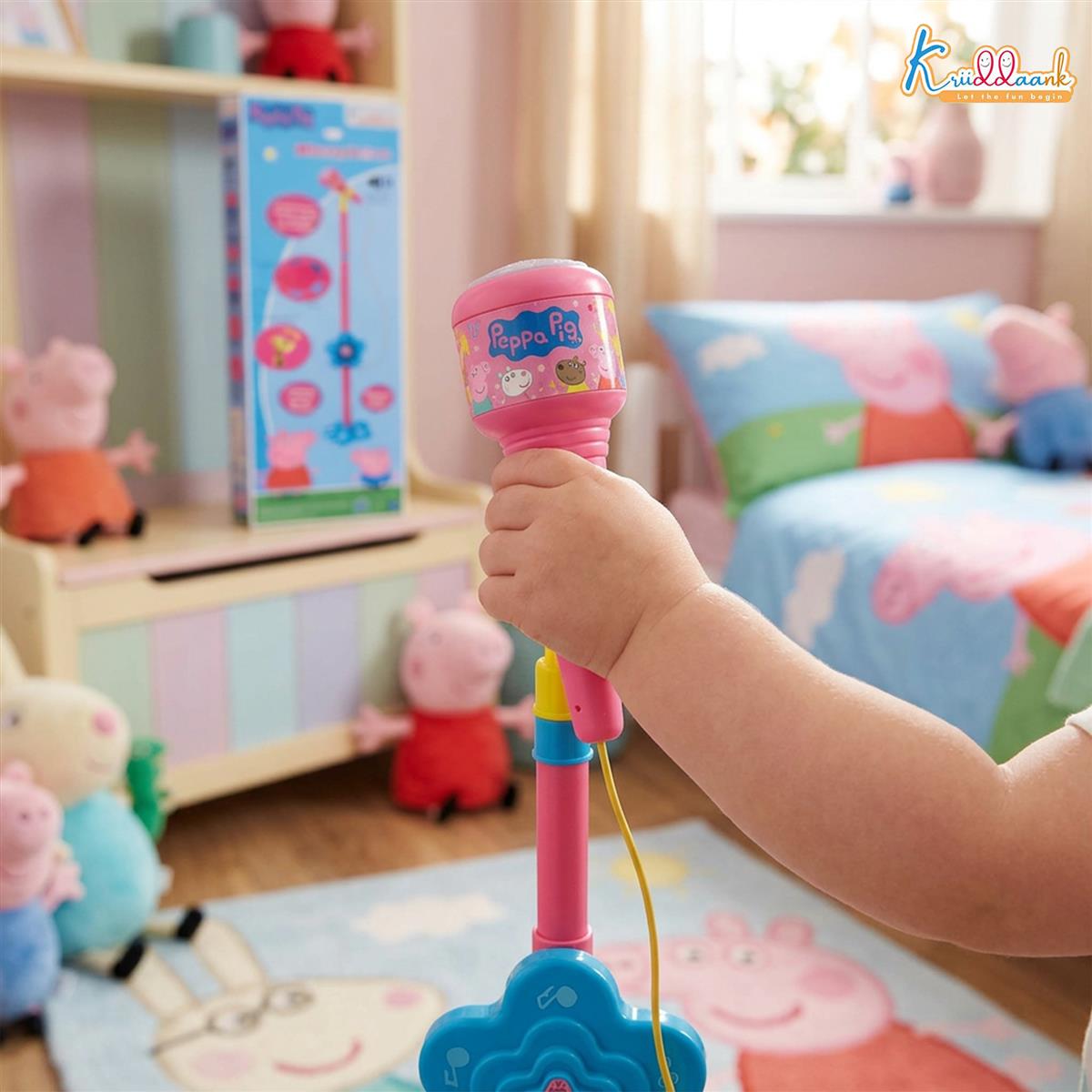 Kriiddaank Hasbro Peppa Pig Portable Wireless Karaoke Microphone with Adjustable Stand for Kids