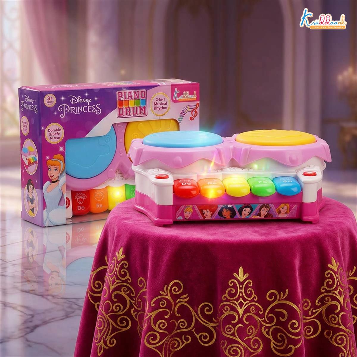 Kriiddaank Disney Princess Piano Drum Playset - Interactive Electronic Musical Toy