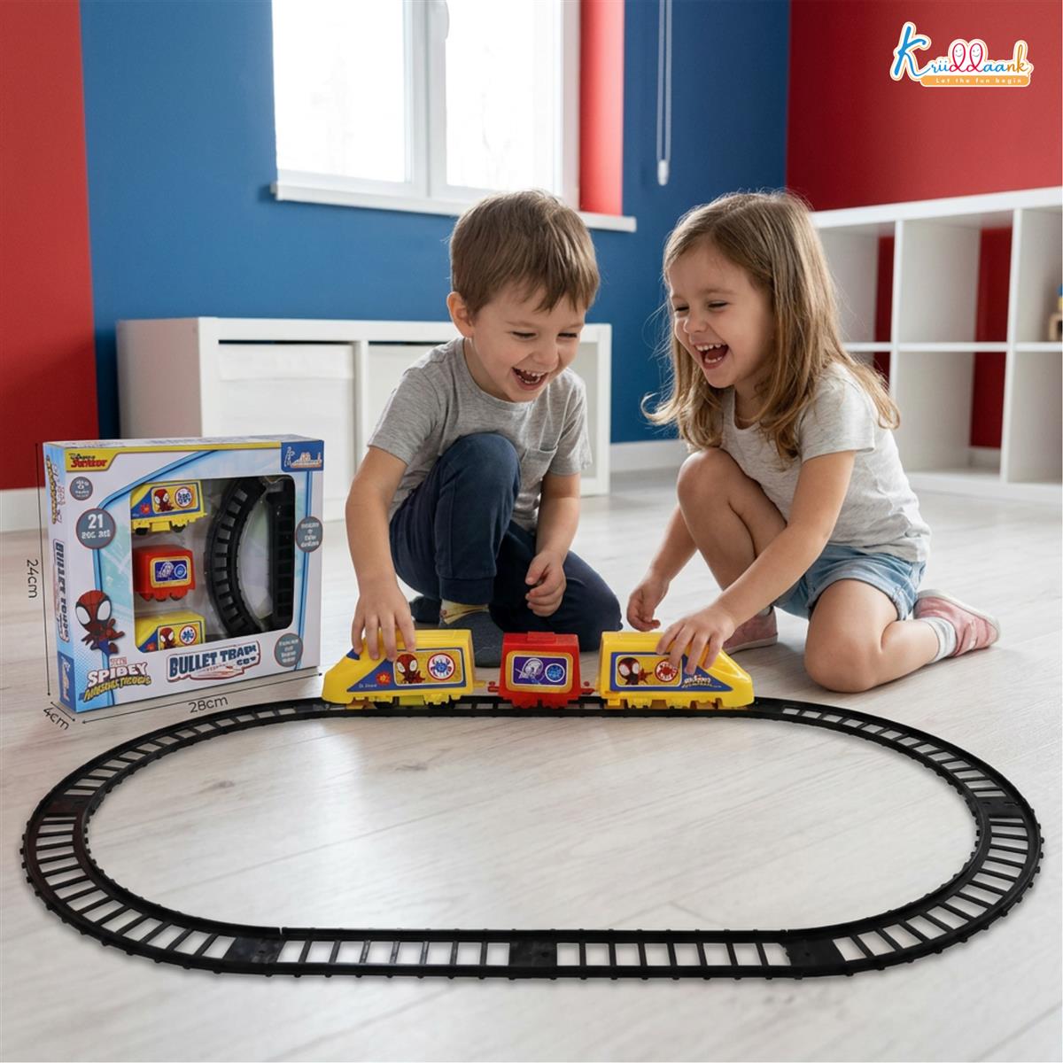 Kriiddaank Marvel Spiderman Train Set for Boys - 11 Piece Yellow