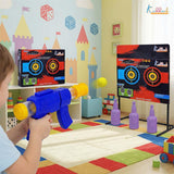 Kriiddank Foam Dart Gun Soft Ball Air-Powered Blaster Toy for Kids - Shooting Game with Target Boards & 16 Pieces