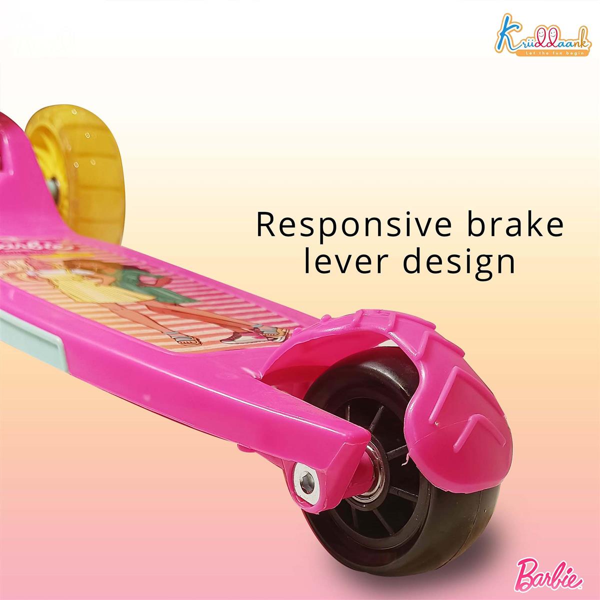 Kriiddaank Barbie Adventure 3-Wheel Kick Scooter for Kids (Ages 3-12), 5-Level