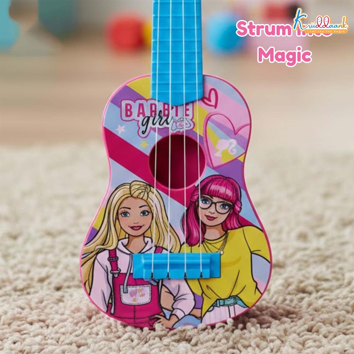 Kriiddaank Mattel Barbie Theme Big Guitar Toy for Kids - Pink