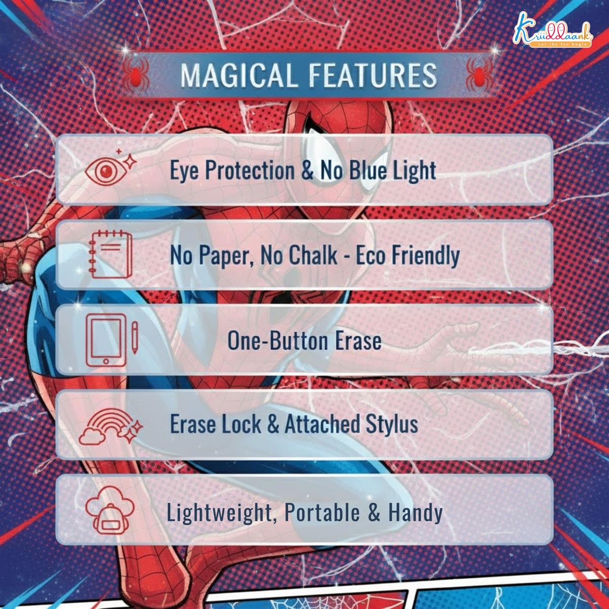 Kriiddaank 10.5 Inch Spiderman LCD Writing Tablet