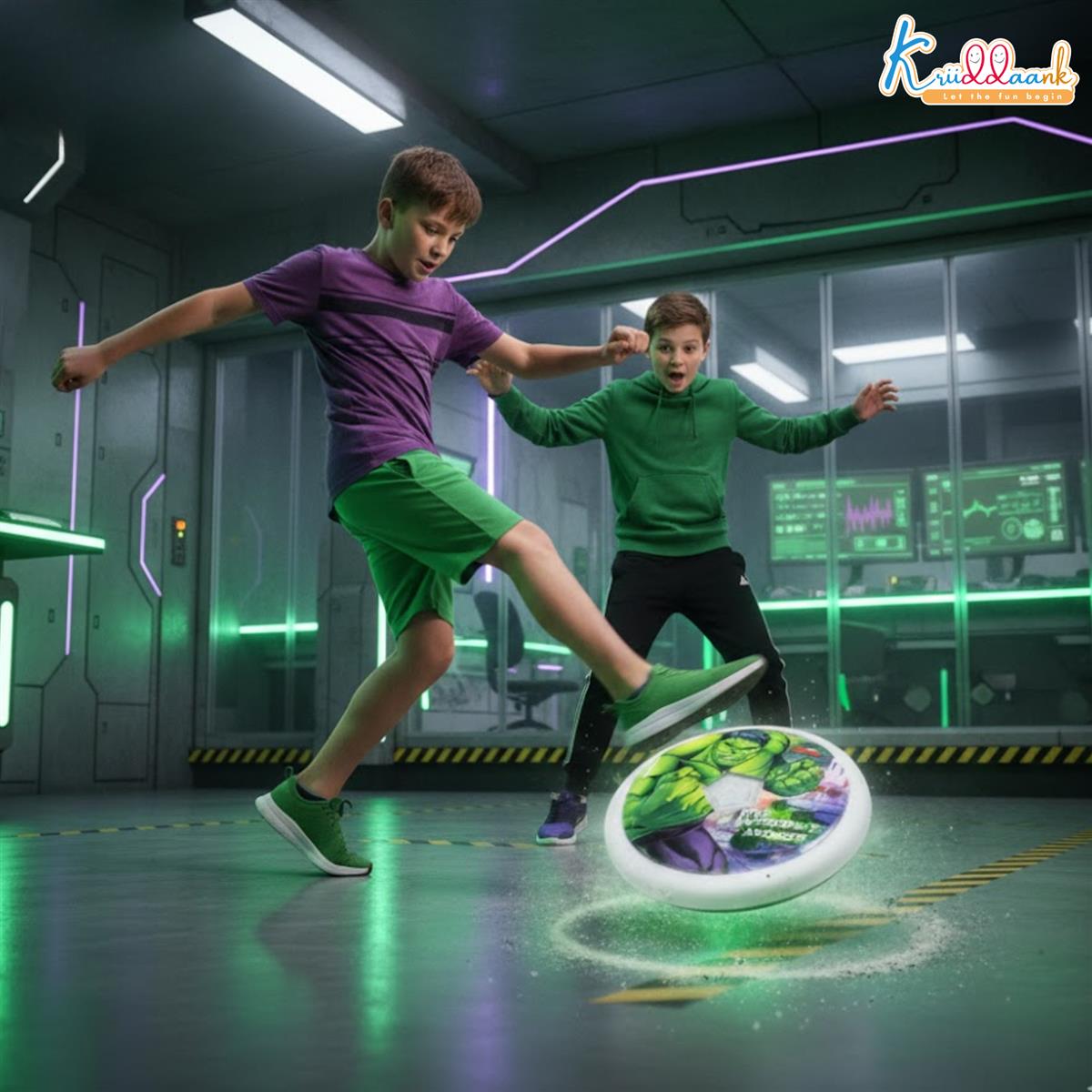 Kriiddaank Marvel Hulk Theme Hover Soccer Ball for Kids