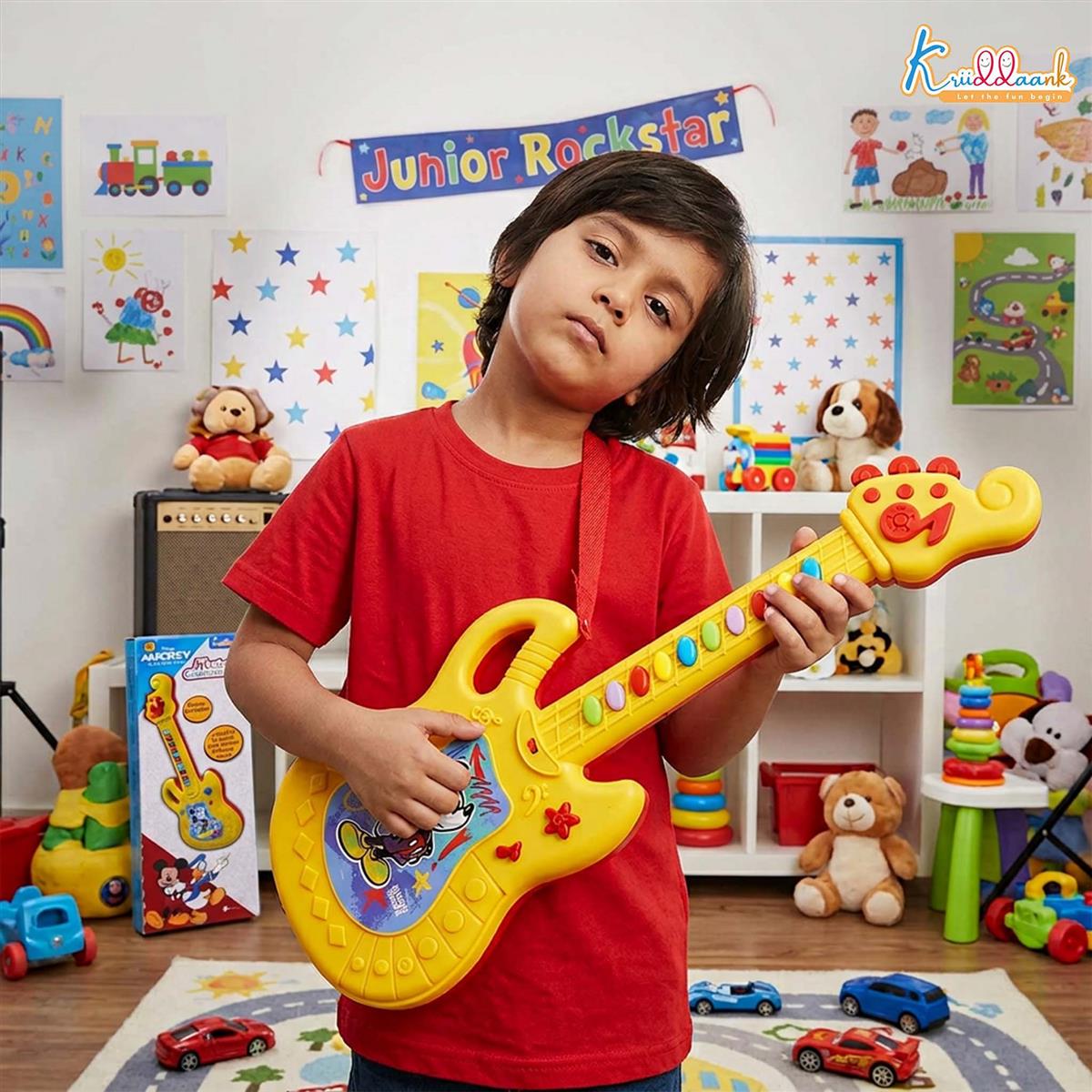 Kriiddaank Disney Mickey Mouse Theme Musical Guitar for Toddlers & Kids Red