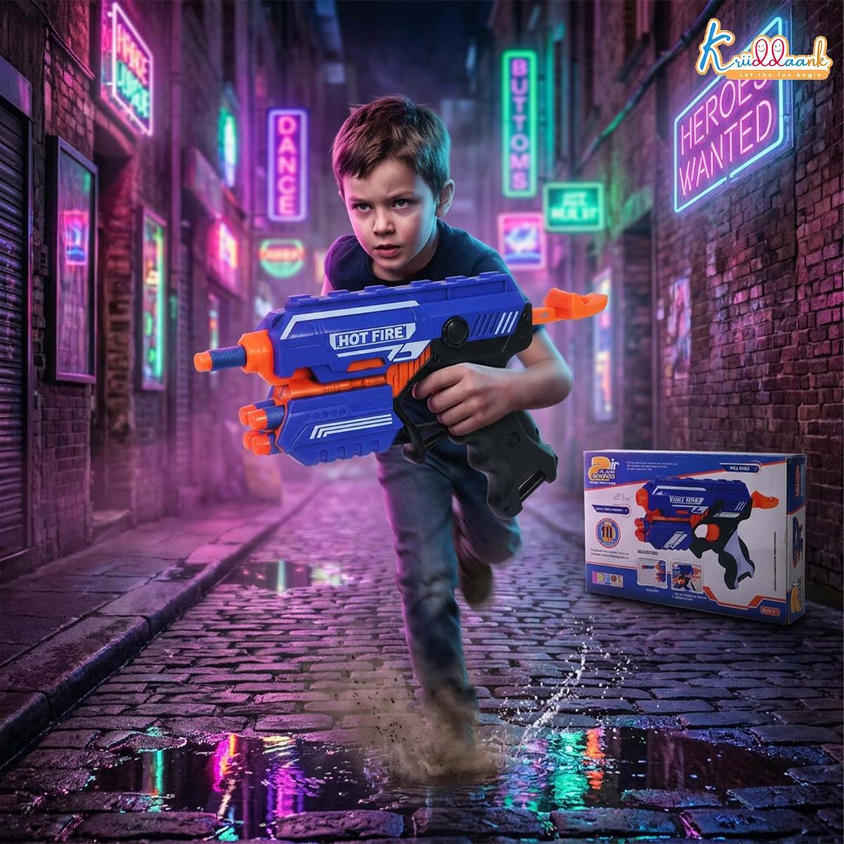 kriiddaank Blaze Storm Blaster Gun Toy for Kids - Soft Bullet Foam Dart Blaster with 10 EVA Bullets, Manual Single Shot Shooting Toy for Boys 3+ Years, Safe & Fun Action Playset, Multicolor