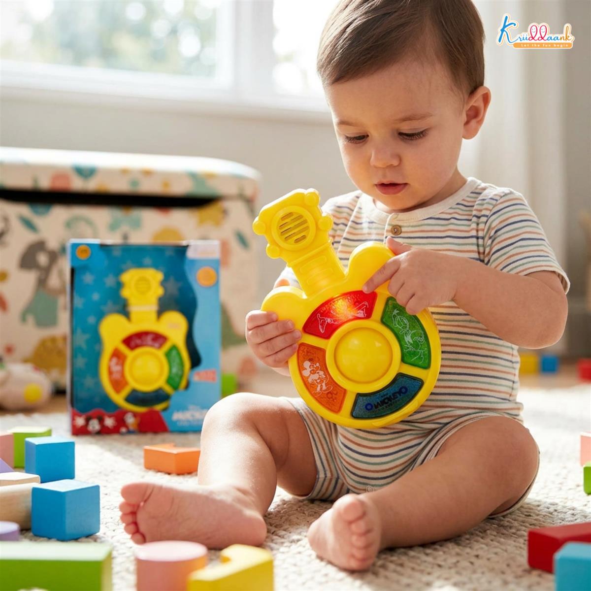 Kriiddaank Disney Mickey Mouse Mini Music Guitar Toy for Kids Yellow