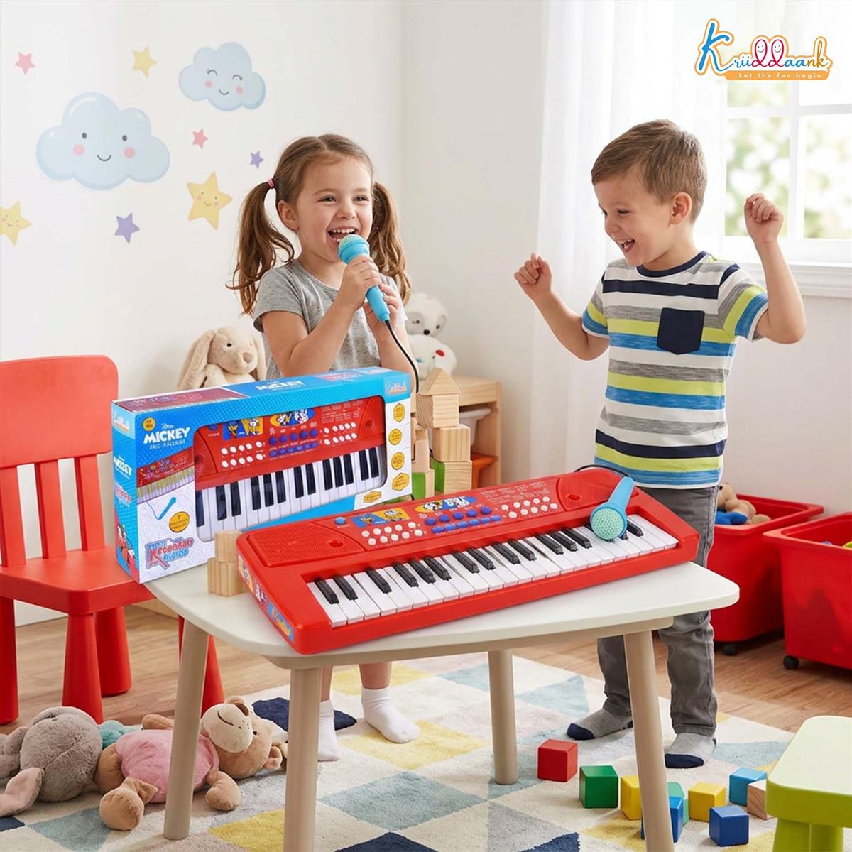 Kriiddaank Mickey 37-Key Keyboard Piano for Kids with Microphone