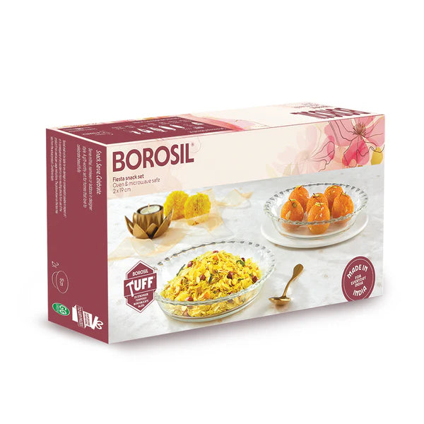 Borosil Fiesta Snack Set of 2, 19cm