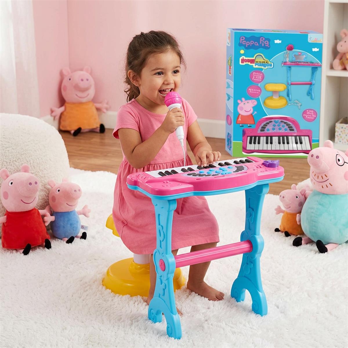 Kriiddaank Hasbro Peppa Pig Little Pianist Keyboard with Microphone & Stool