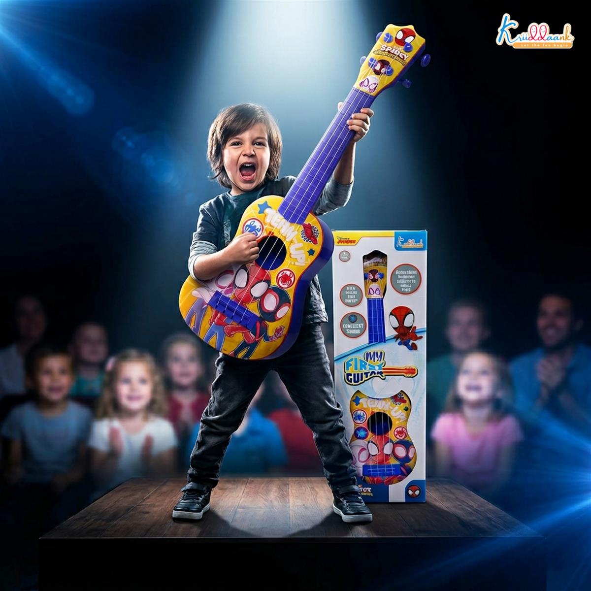 Kriiddaank Spiderman Big Toy Guitar for Kids - 4 Adjustable Strings