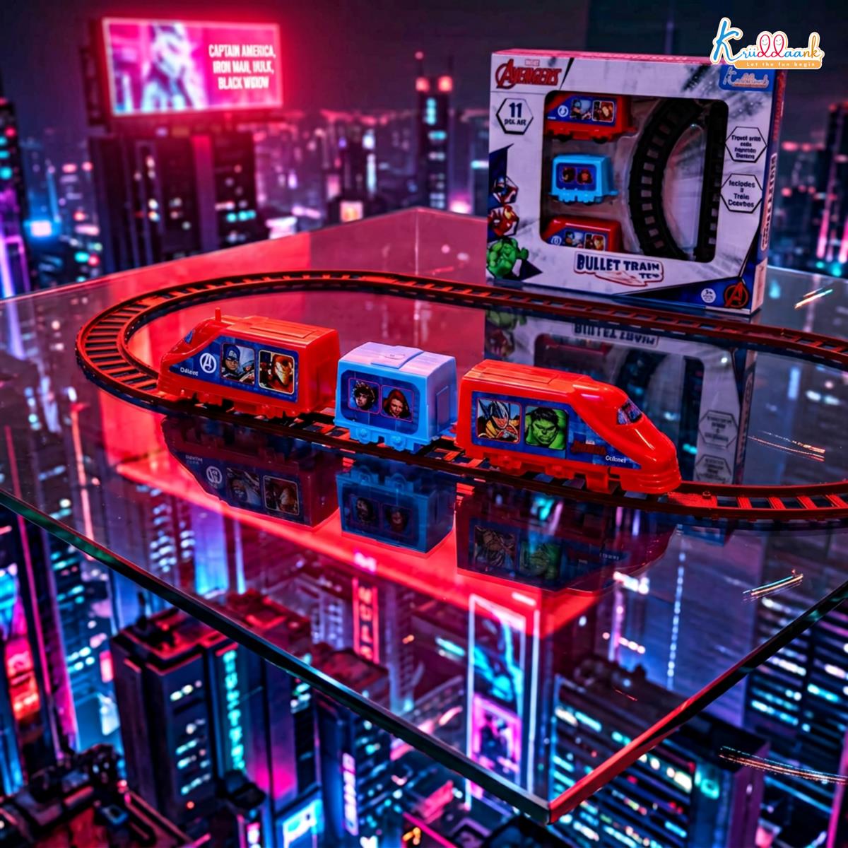 Kriiddaank Marvel Avengers Bullet Train Set for Kids - 11 Pcs