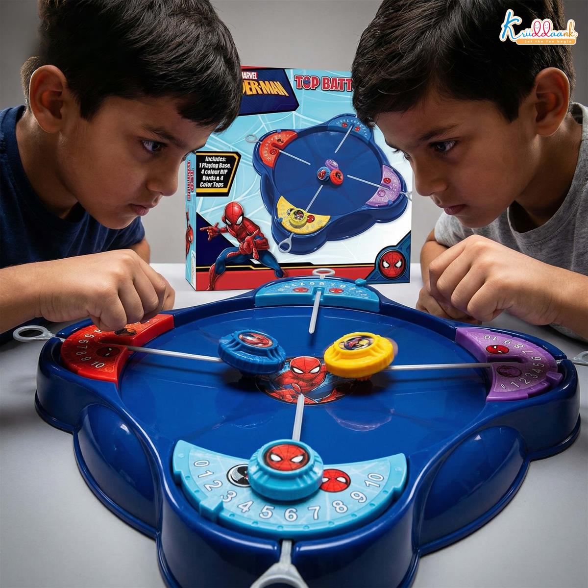 Kriiddaank Spiderman-Inspired Spinning Top Set - 5-Piece Battling Toy for Kids 5+