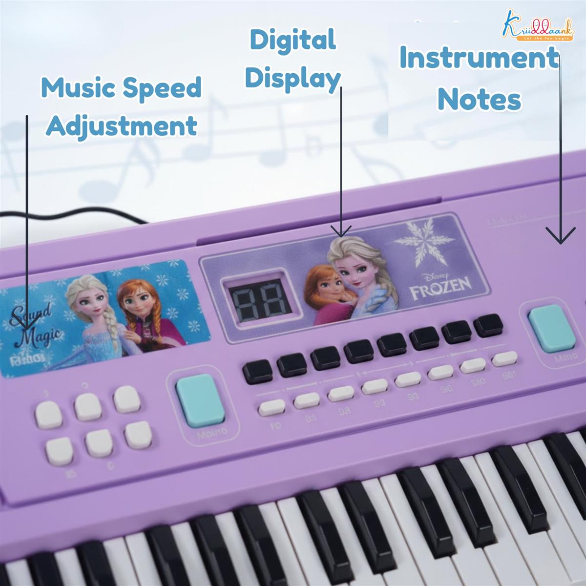 Kriiddaank Frozen Keyboard Piano for Kids - 61 Scale Organ Keys Purple