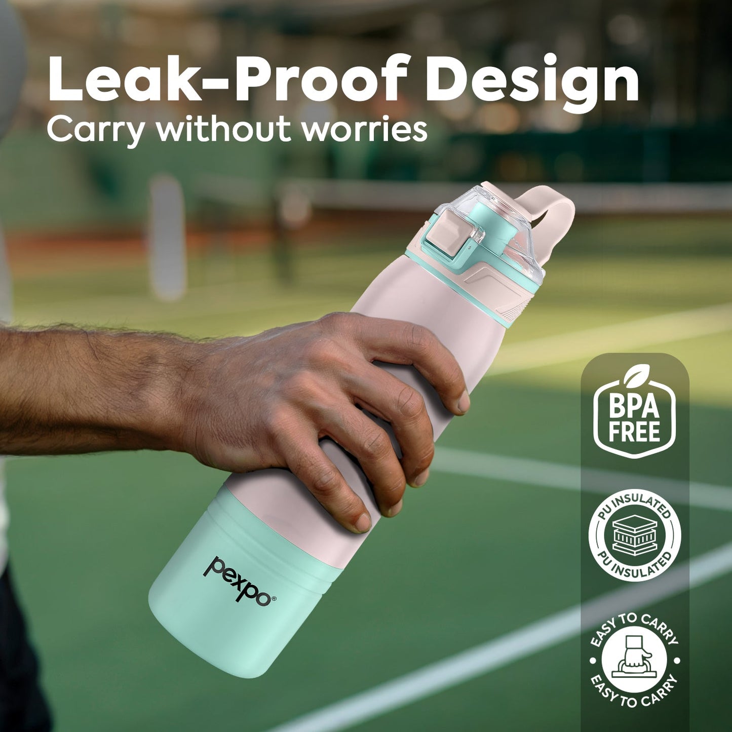 Pexpo Amora Warm & Cold Water Bottle -  Pink-Green - 700 ML