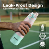 Pexpo Amora Warm & Cold Water Bottle -  Pink-Green - 700 ML