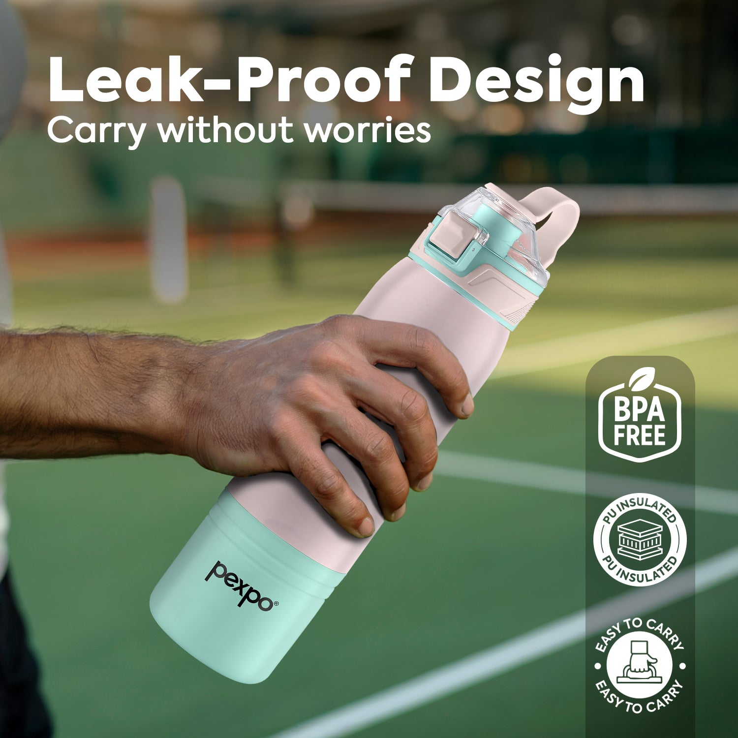 Pexpo Amora Warm & Cold Water Bottle -  Pink-Green - 700 ML