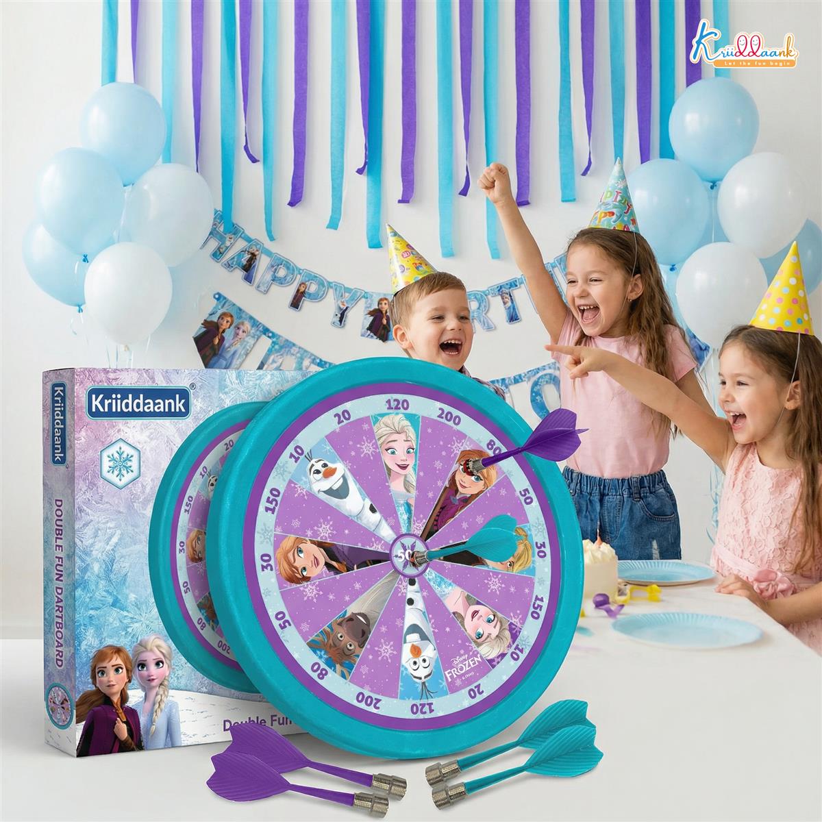 Kriiddaank Frozen 2-in-1 Double Fun Dartboard & Ludo Game for Kids - Safe Indoor Wall Target Shooting Game,