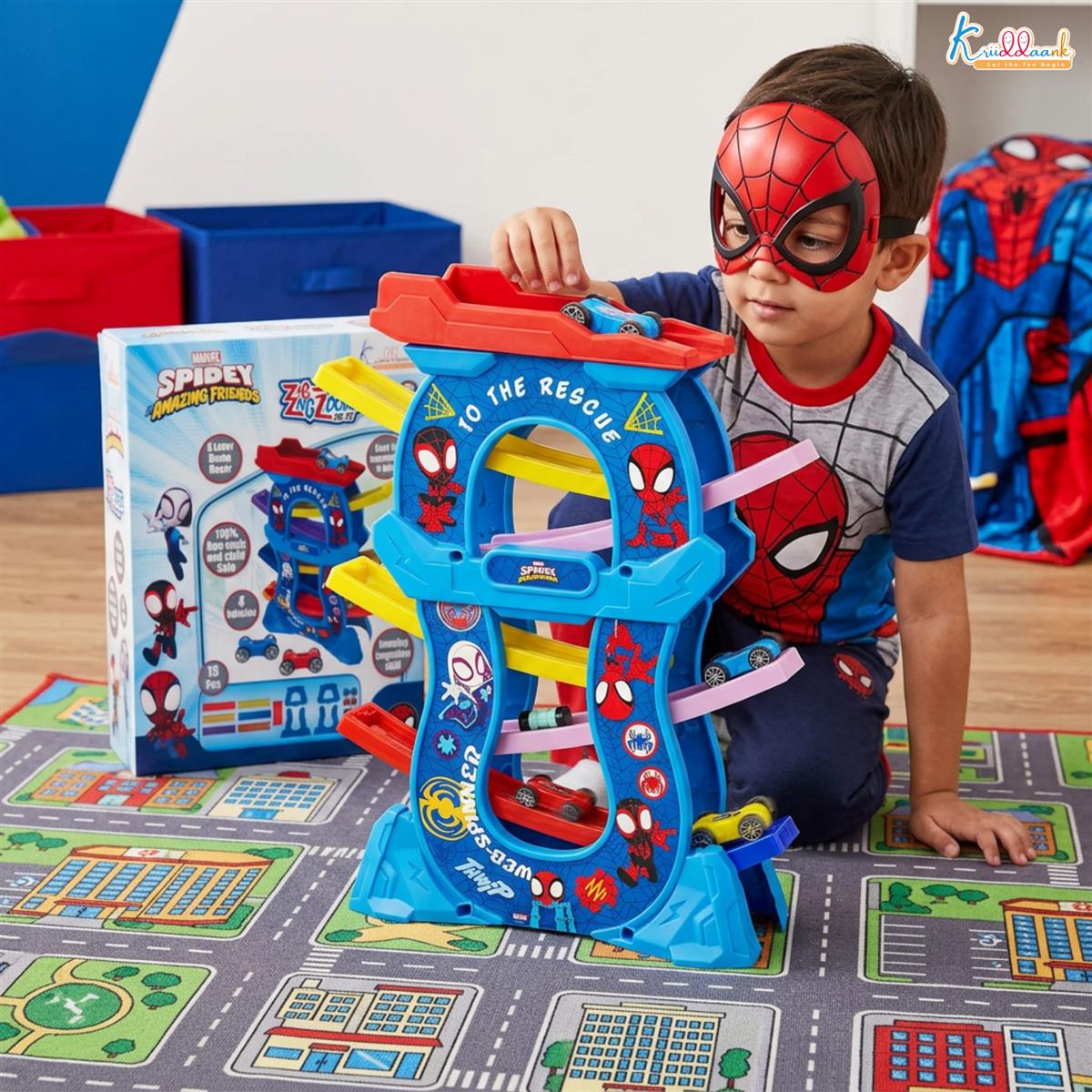 Kriiddaank Zig Zag Zoomer Spiderman Ramp Racer Car Set