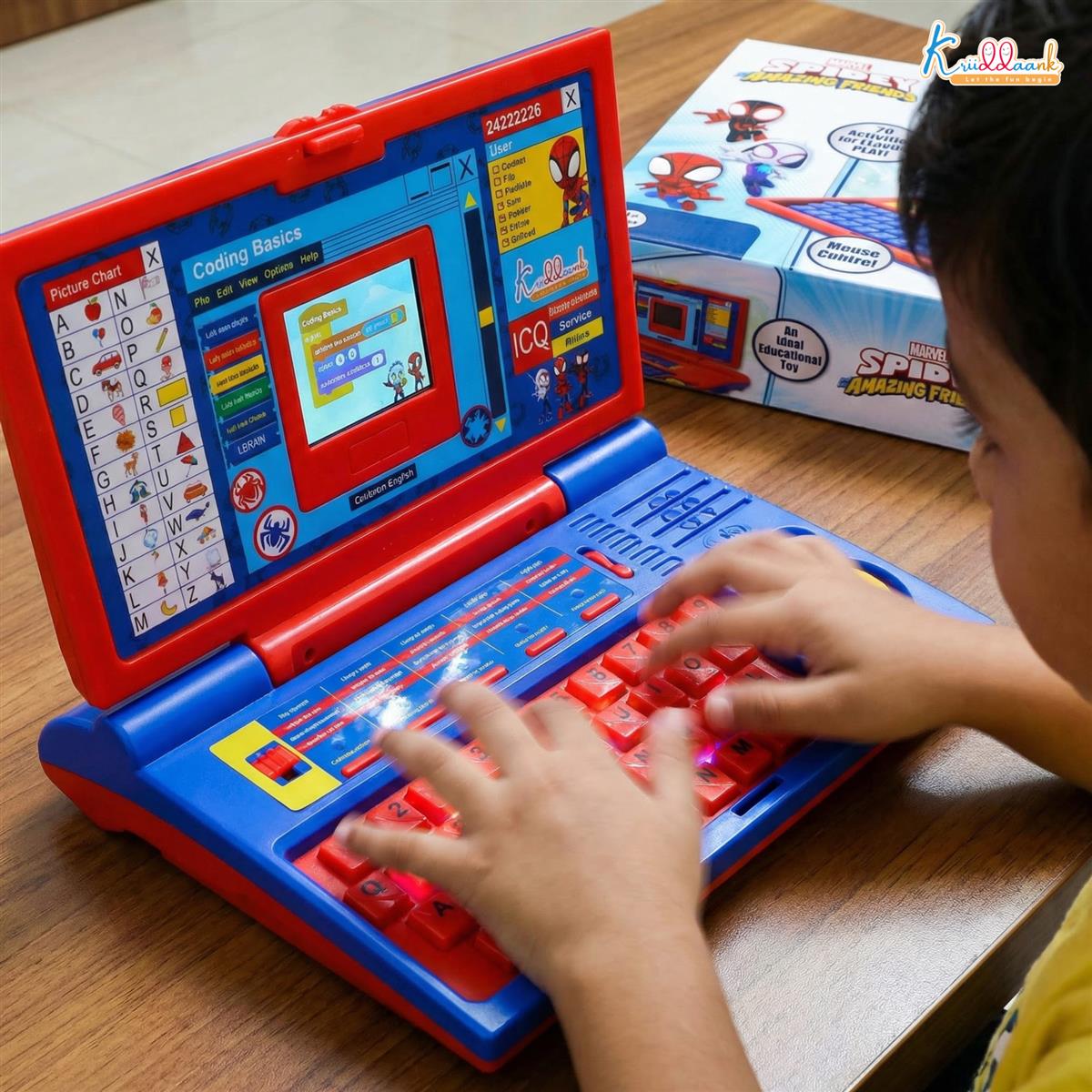 Kriiddaank Spiderman Educational Laptop, Red & Blue